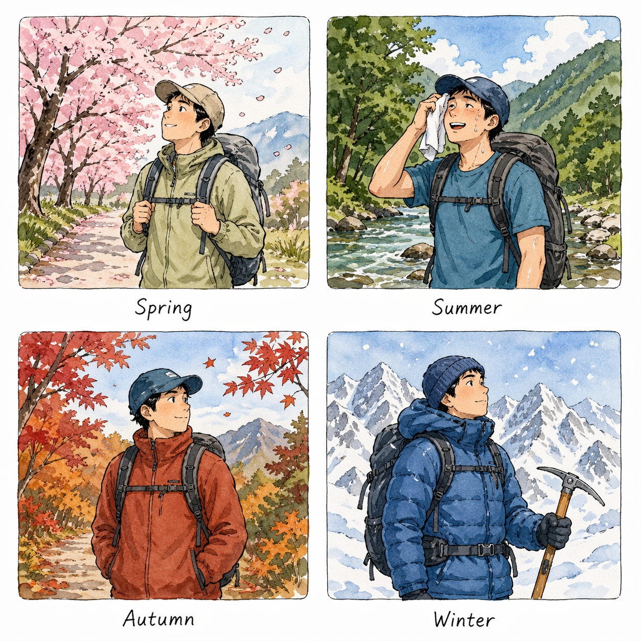 四季の登山の様子