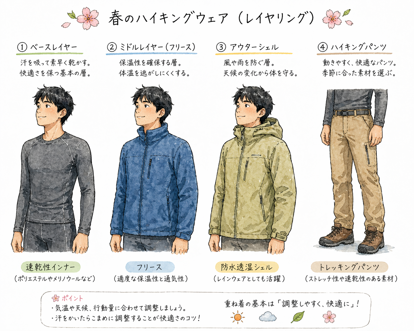 春登山の服装と持ち物