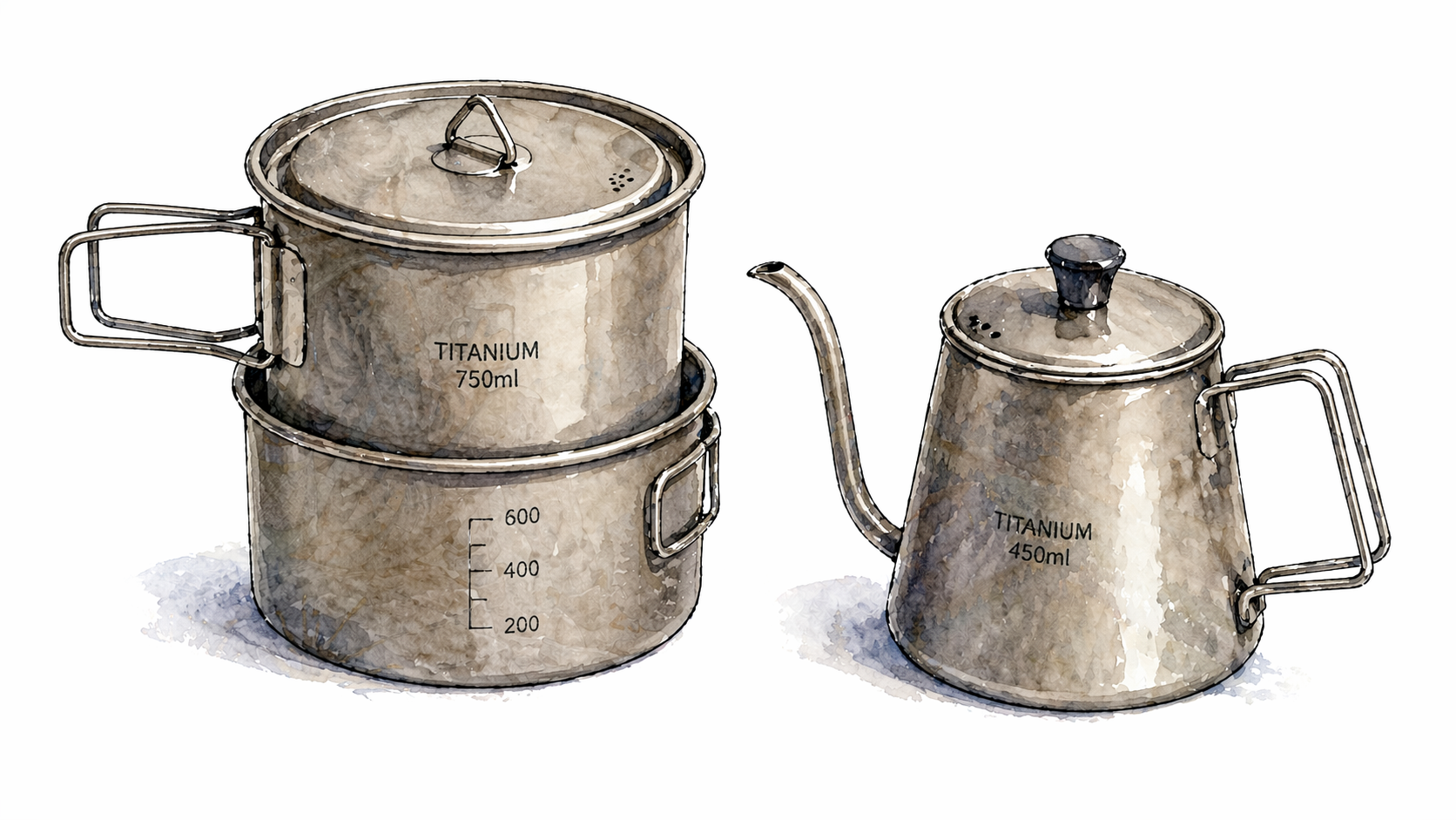 コーヒー用ケトルとクッカー