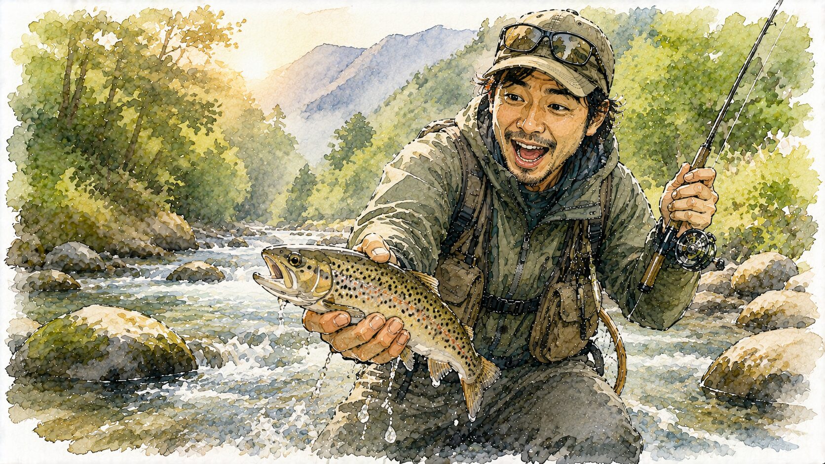 入渓直後の渓流釣り