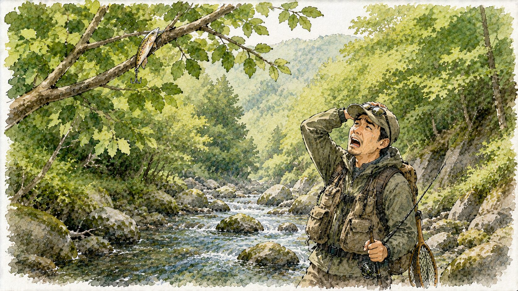 木に引っ掛かったルアー