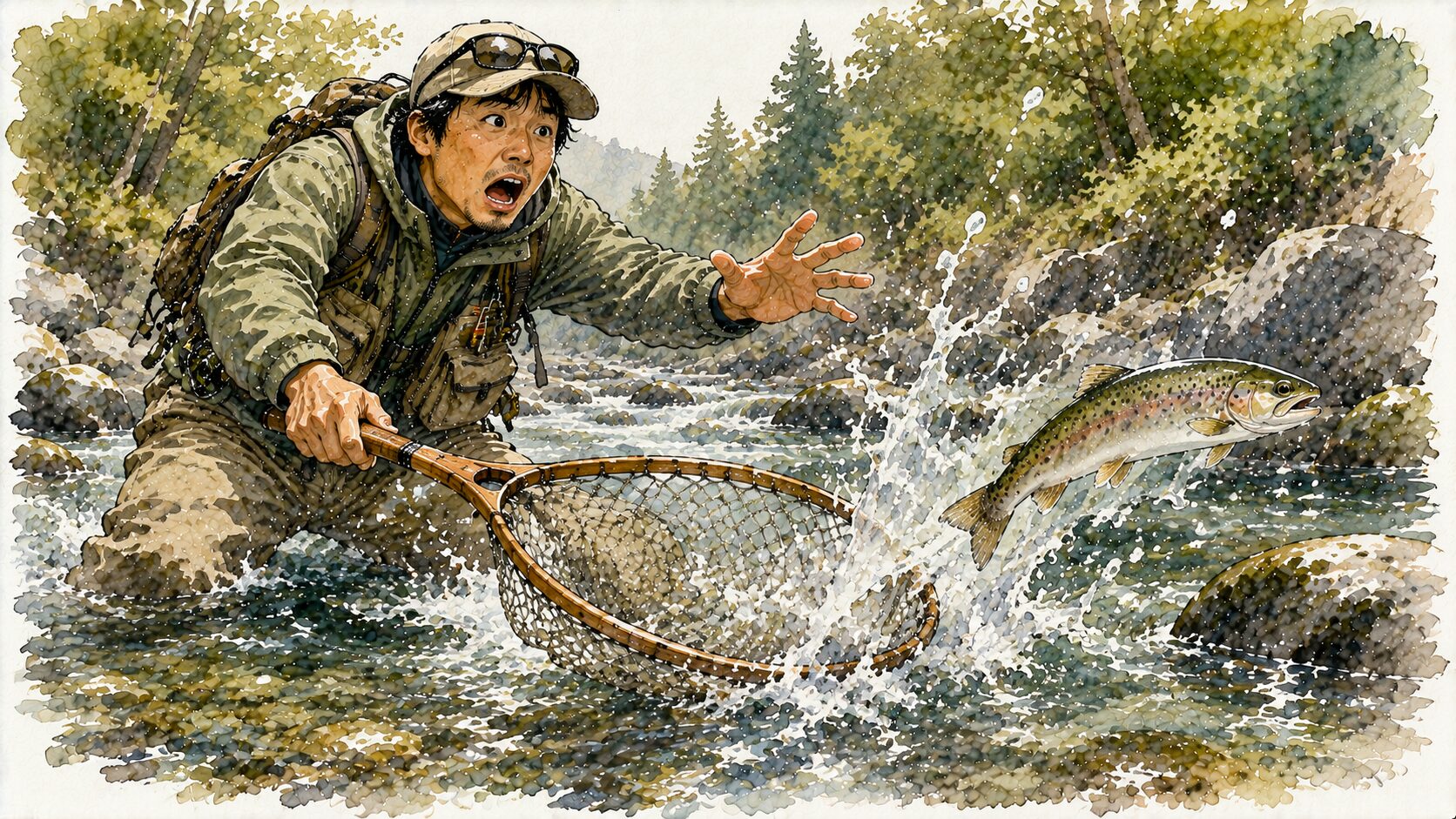 ネットから逃げる魚