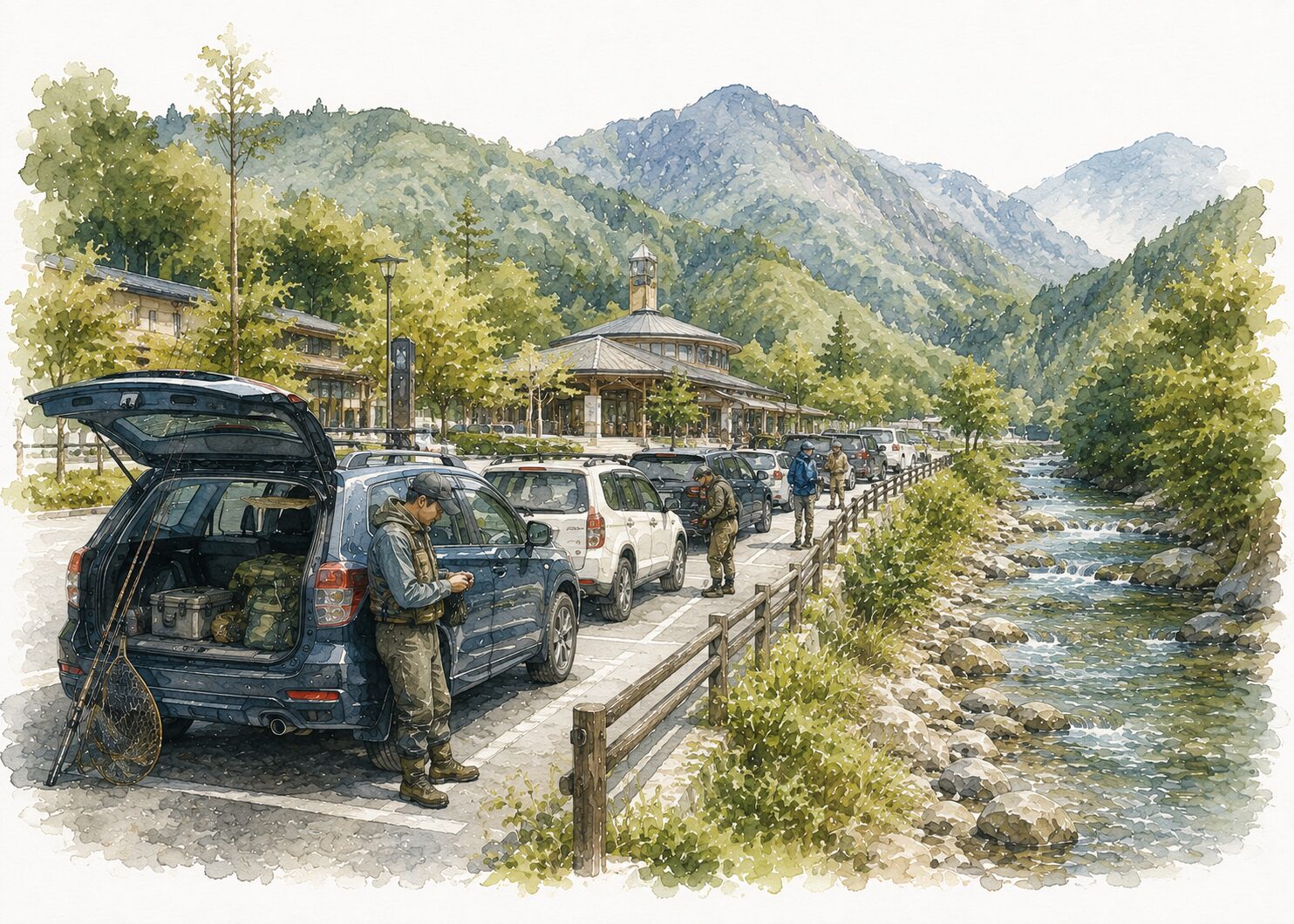 比較的人目のある渓流駐車場所
