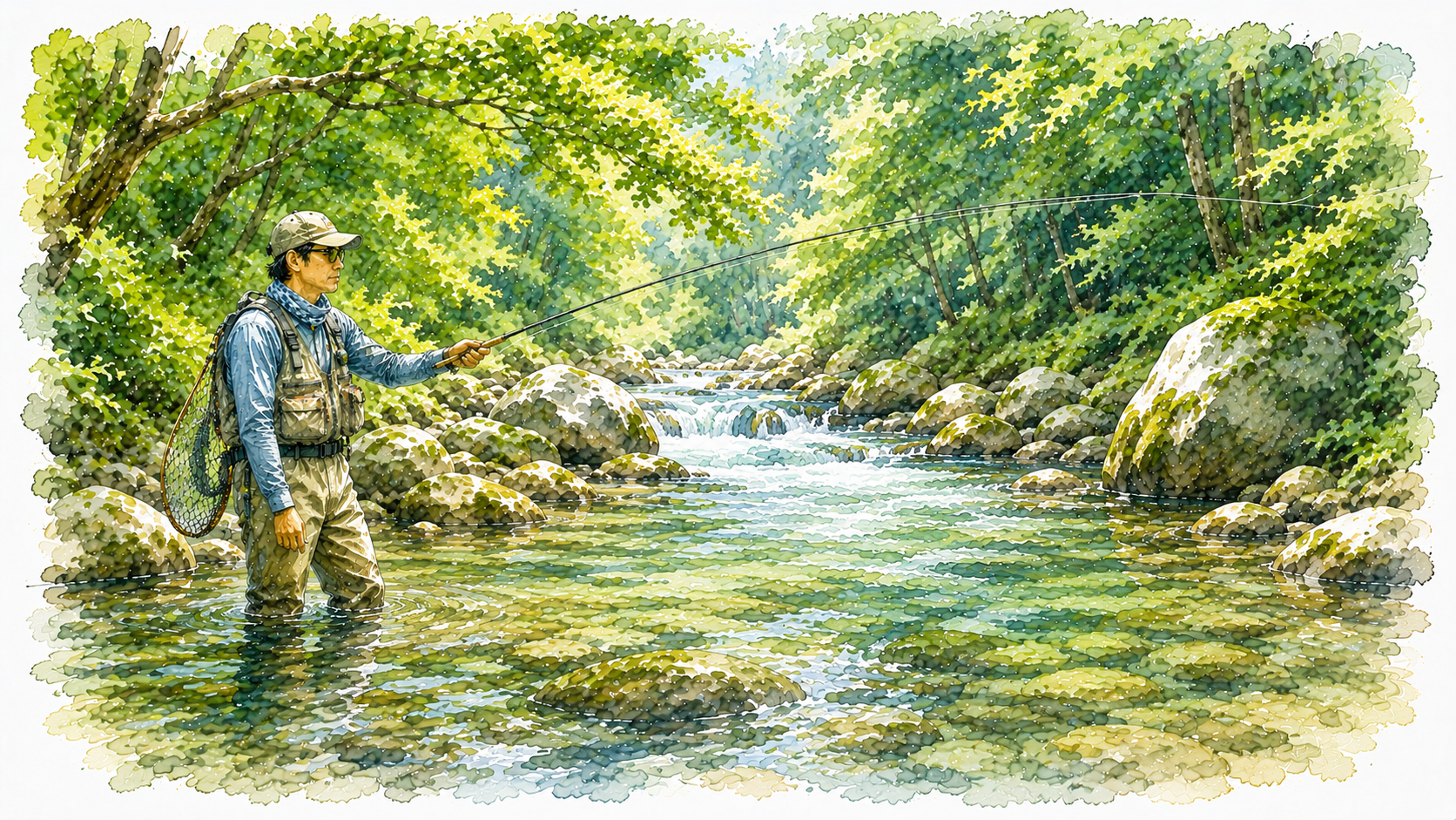 夏の渓流釣り風景