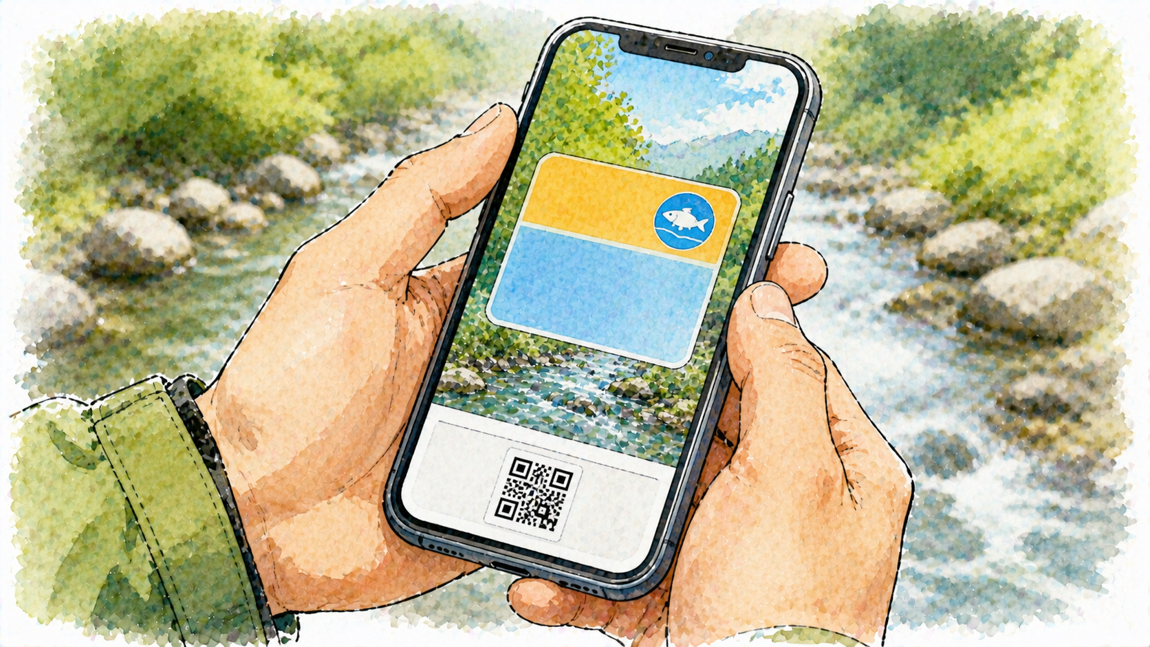 スマホアプリで遊漁券を買う操作画面のイメージ