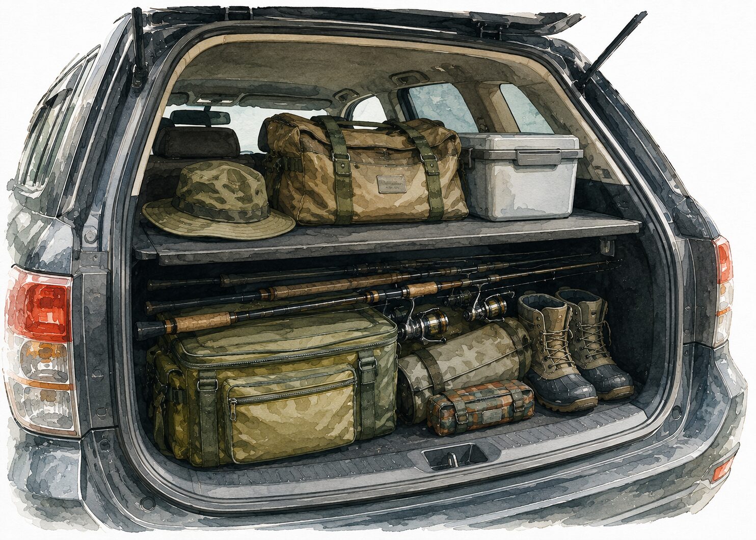 車内の荷物を隠している様子