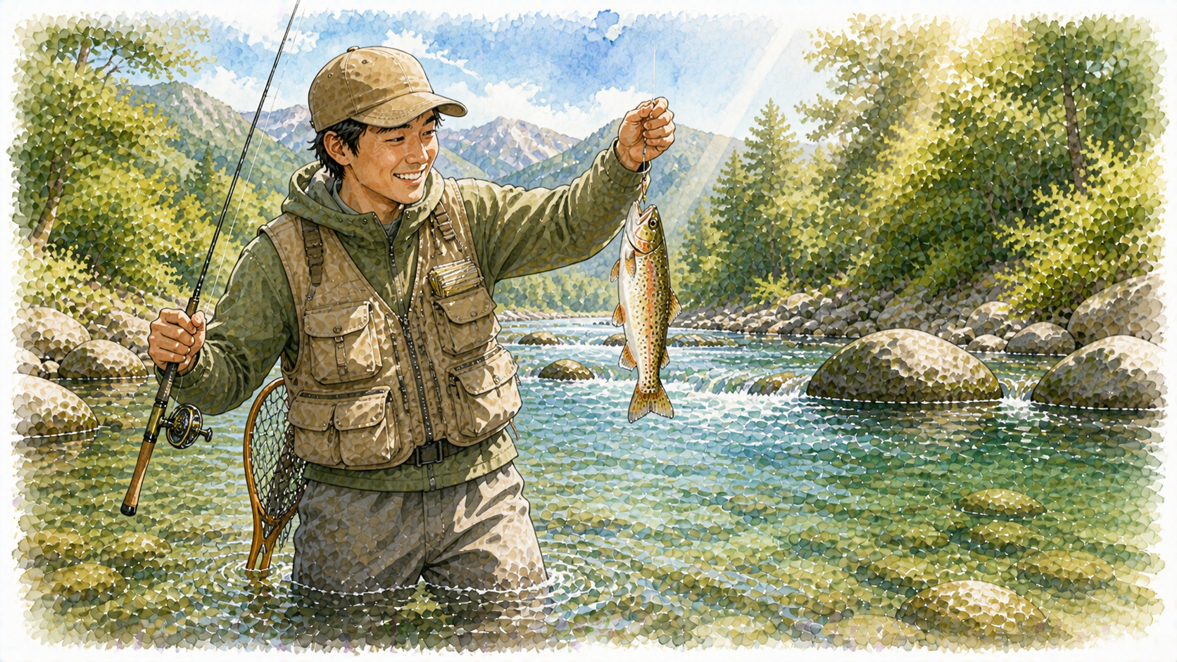 清々しく釣りを楽しむ様子