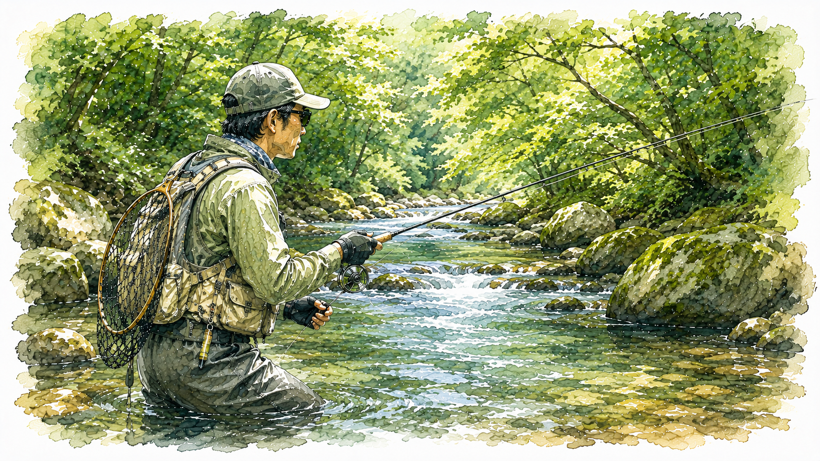 夏の渓流釣り