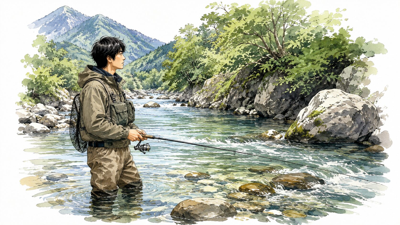 焦らず流れを見つめるアングラー