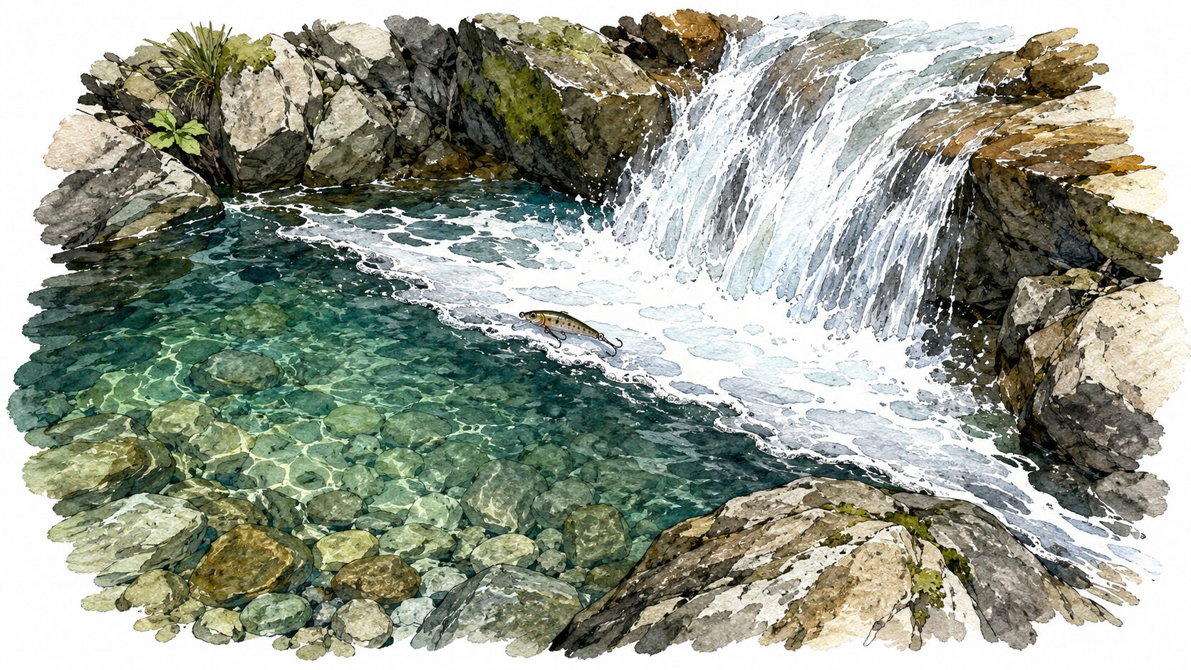 白泡横へ流すミノー