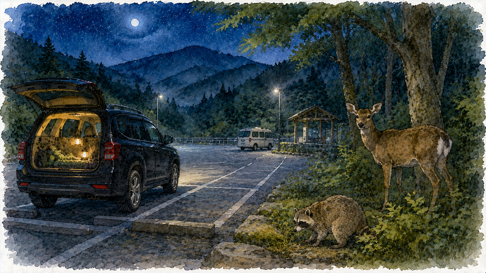 野生動物と車中泊