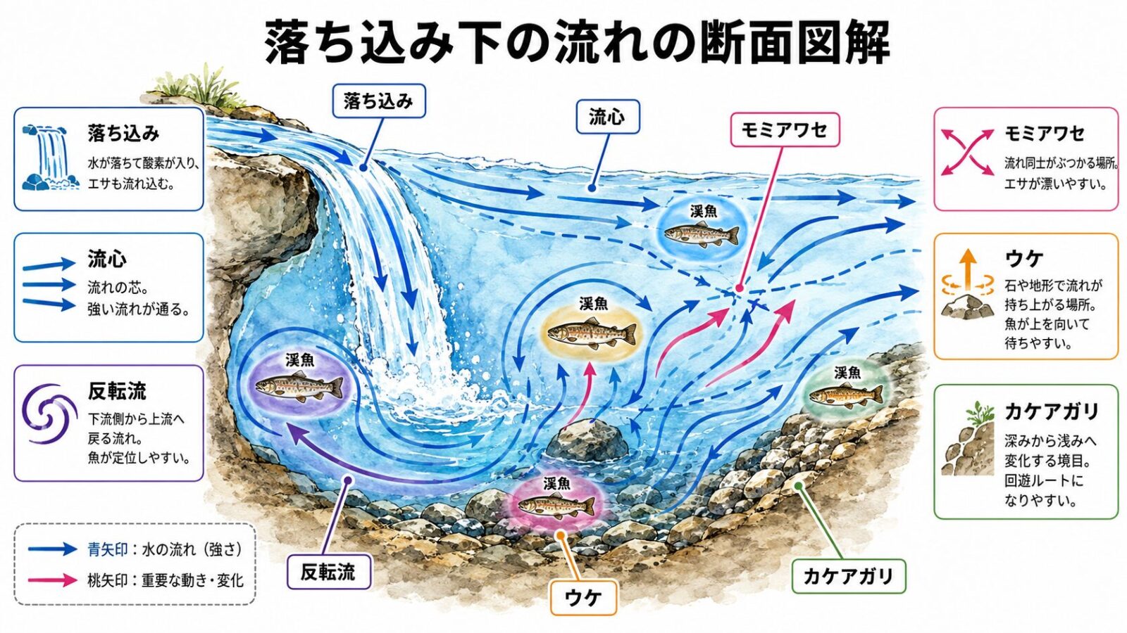 落ち込みの下の流れのイメージ