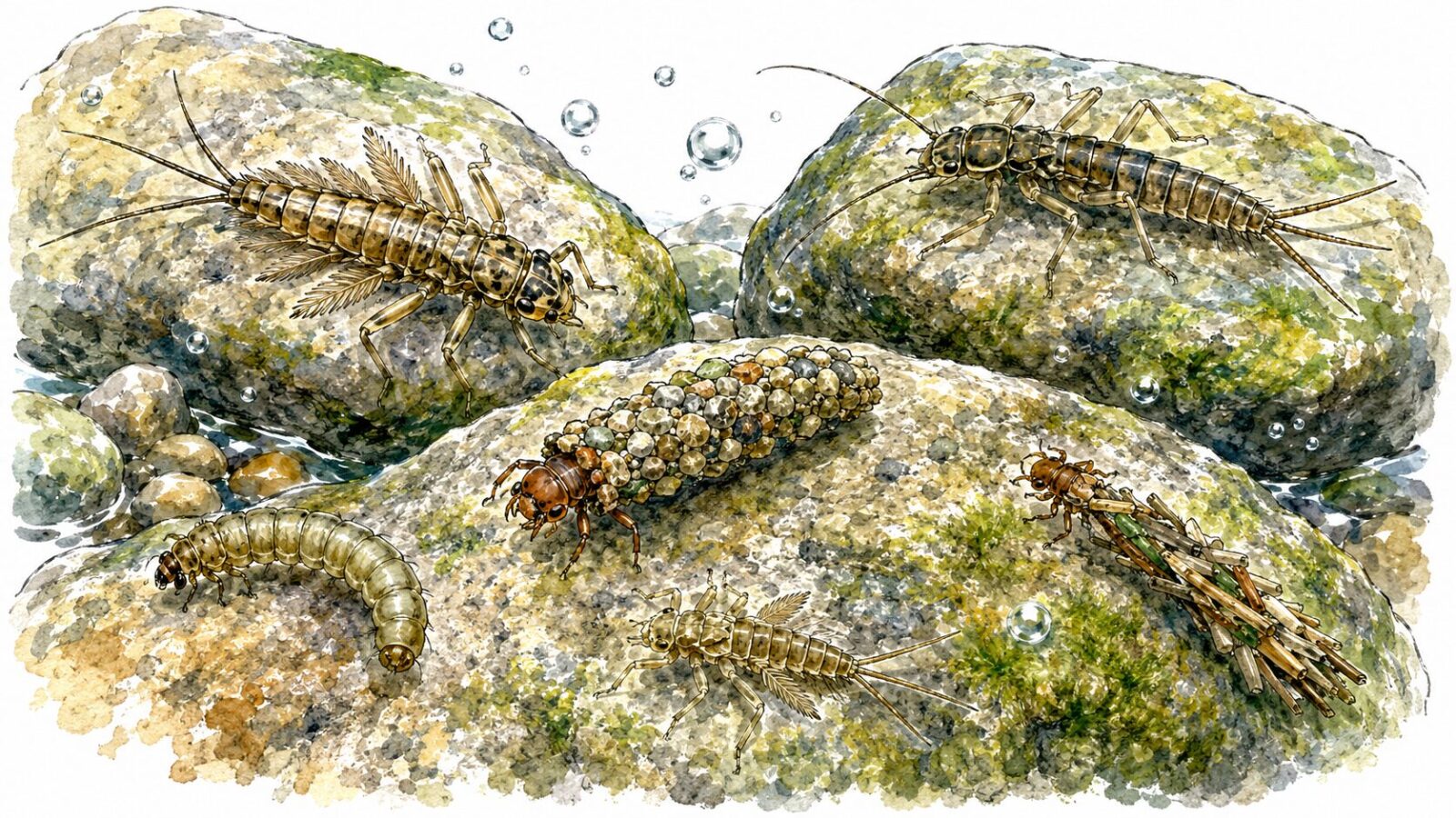 水生昆虫（川虫）のイメージ