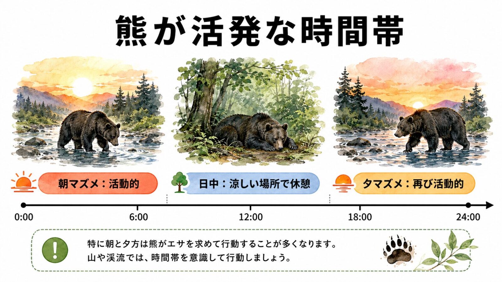 熊の行動ルーティン図解