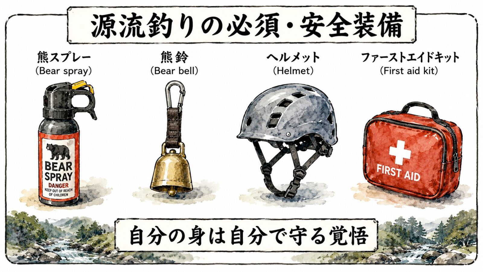 源流釣りの必須・安全装備