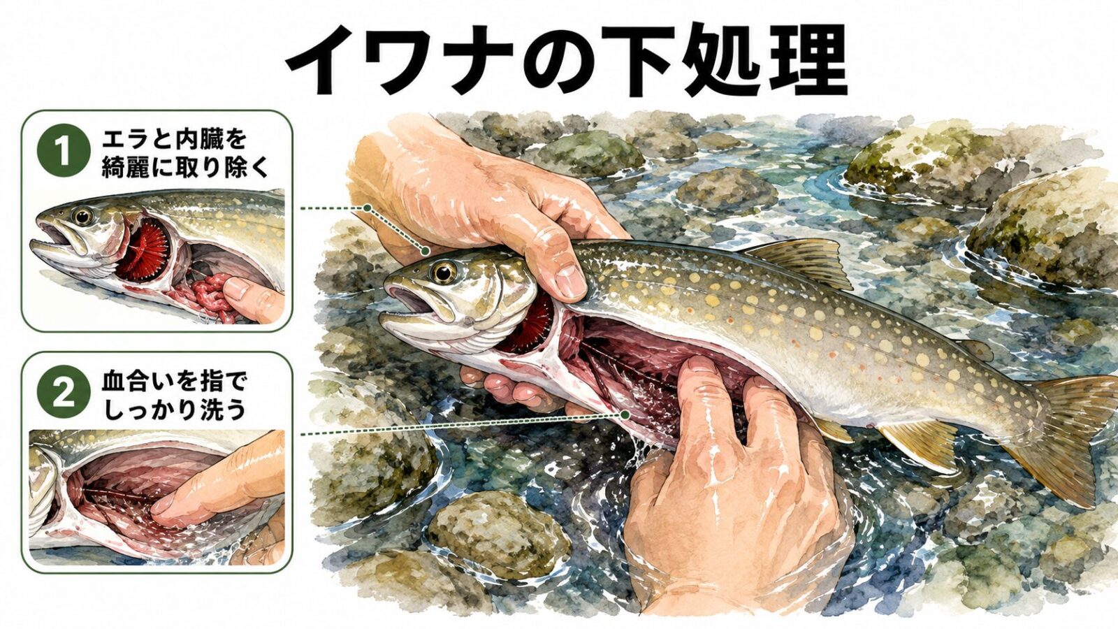 イワナの下処理の図解