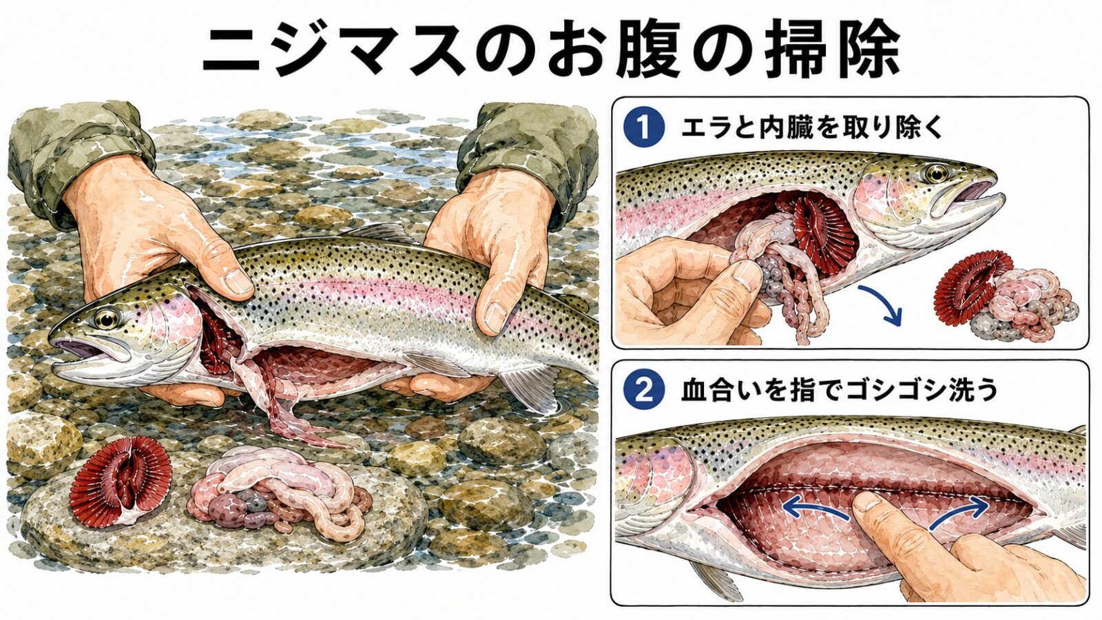 ニジマスの下処理の図解
