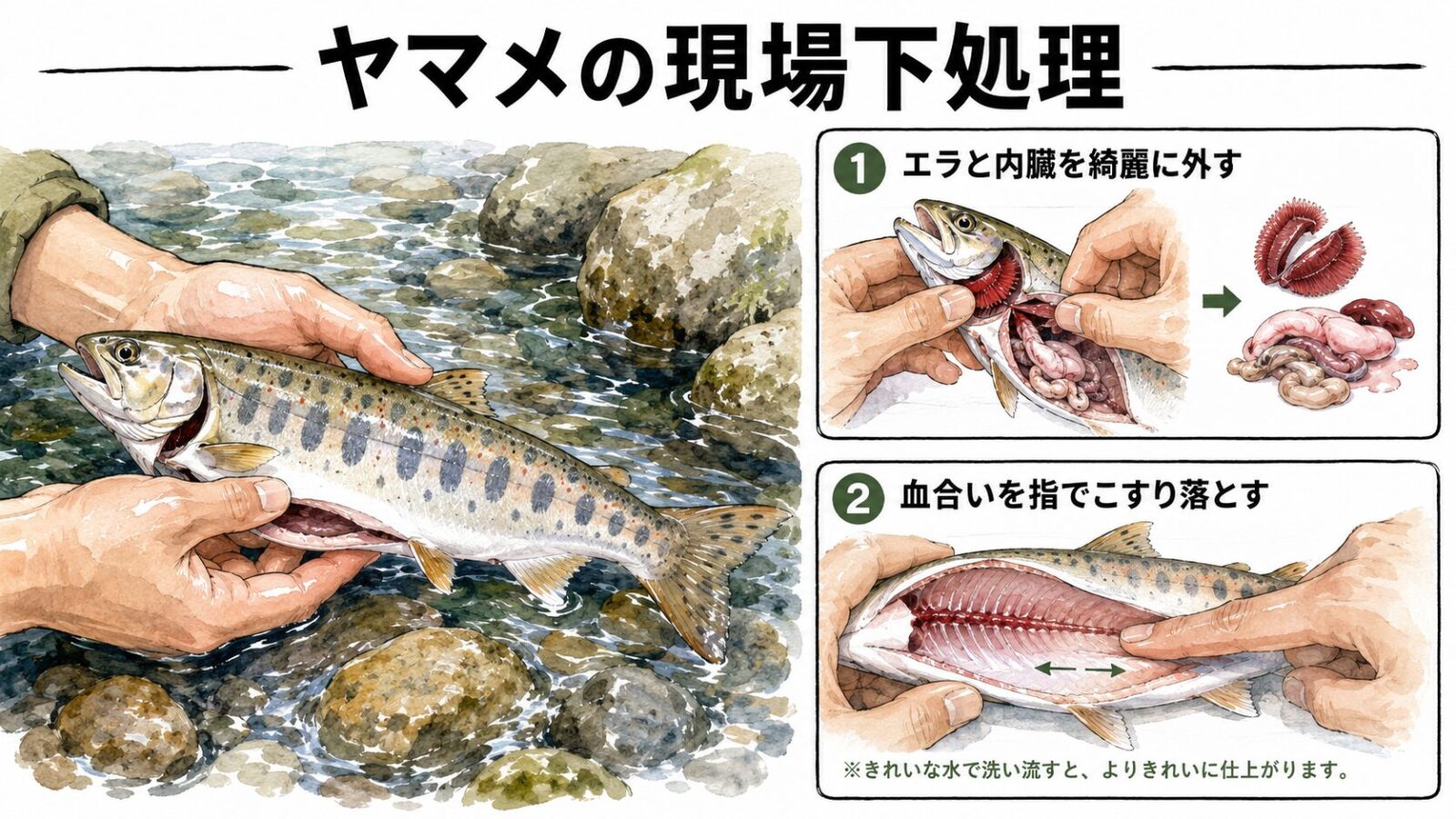 ヤマメの下処理の図解