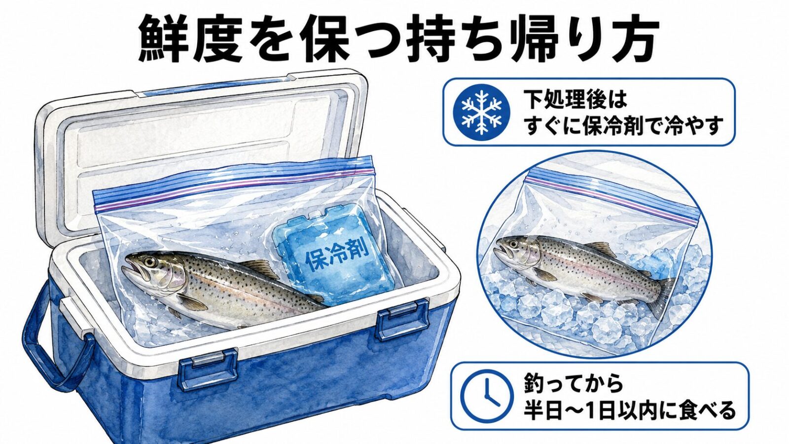 鮮度を保つ持ち帰り方の図解