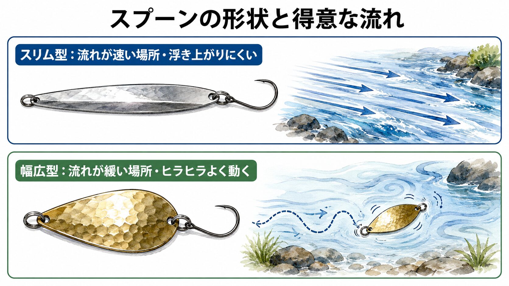 渓流スプーン入門】ミノーで釣れない時の第3の矢！重さと形状の