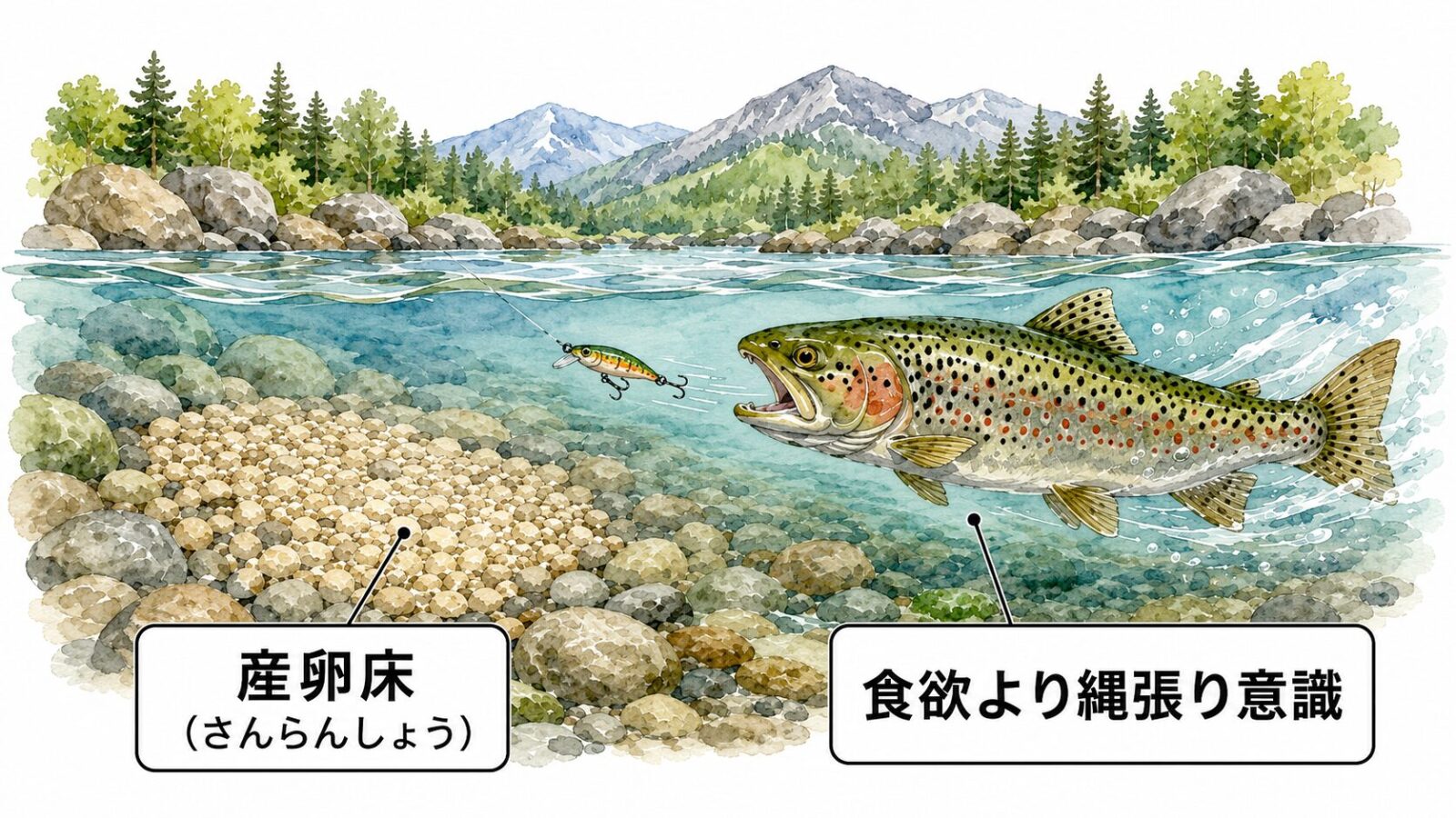 産卵床と行動の図解