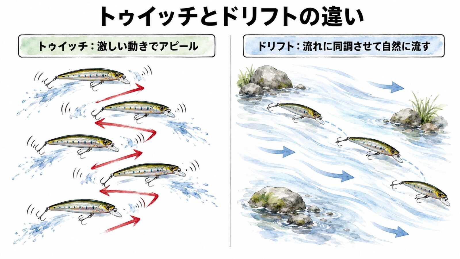 トゥイッチとドリフトの違い図解
