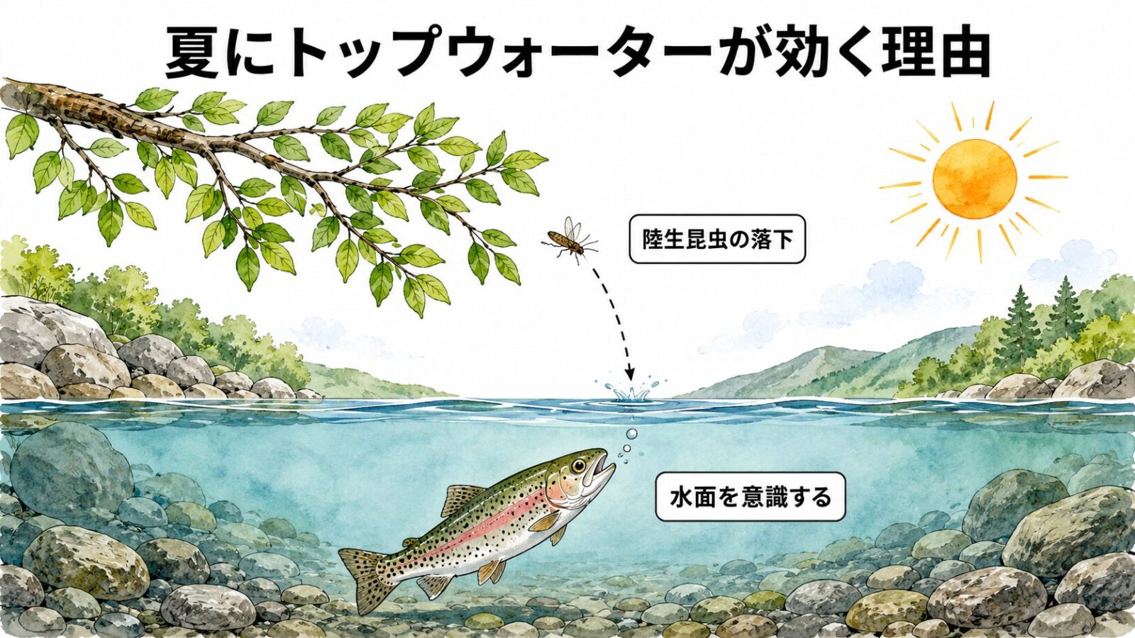 夏にトップウォーターが有効な理由の図解