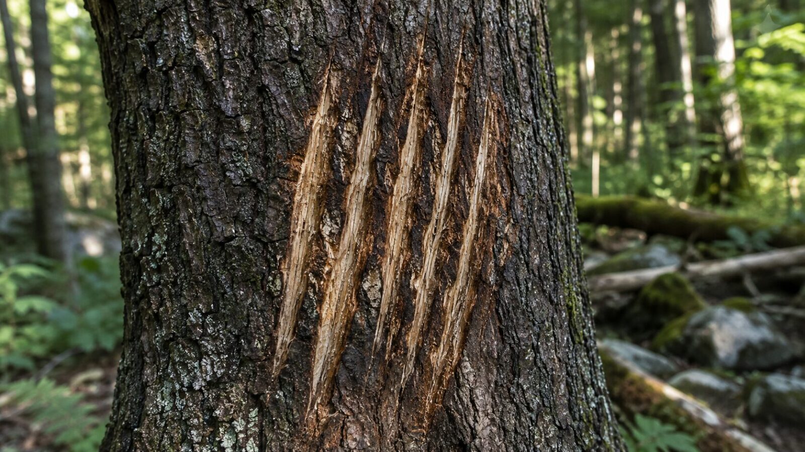 木の爪痕・クマ剥ぎ（実写）