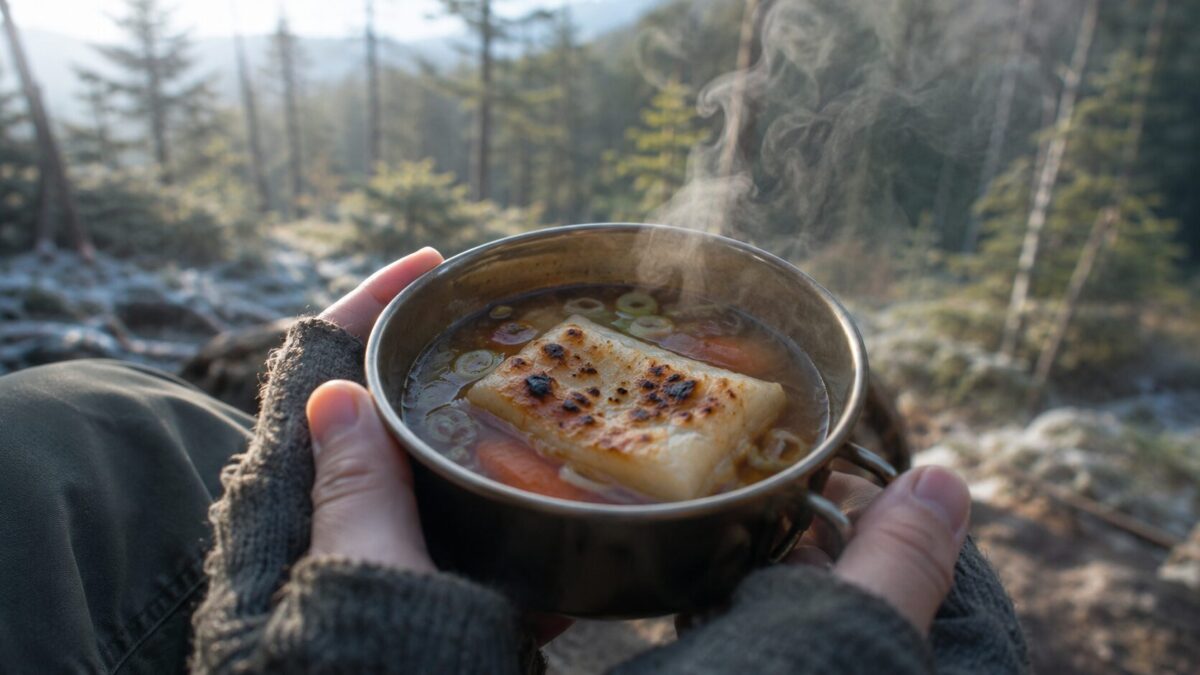 お餅入りスープ（実写）