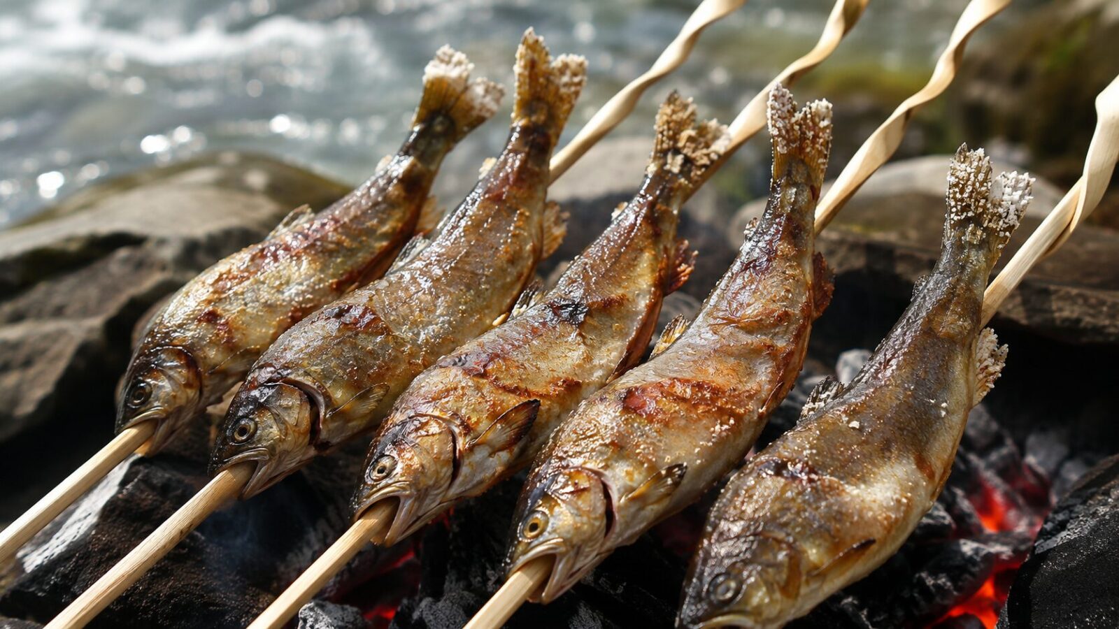 アユの炭火塩焼き