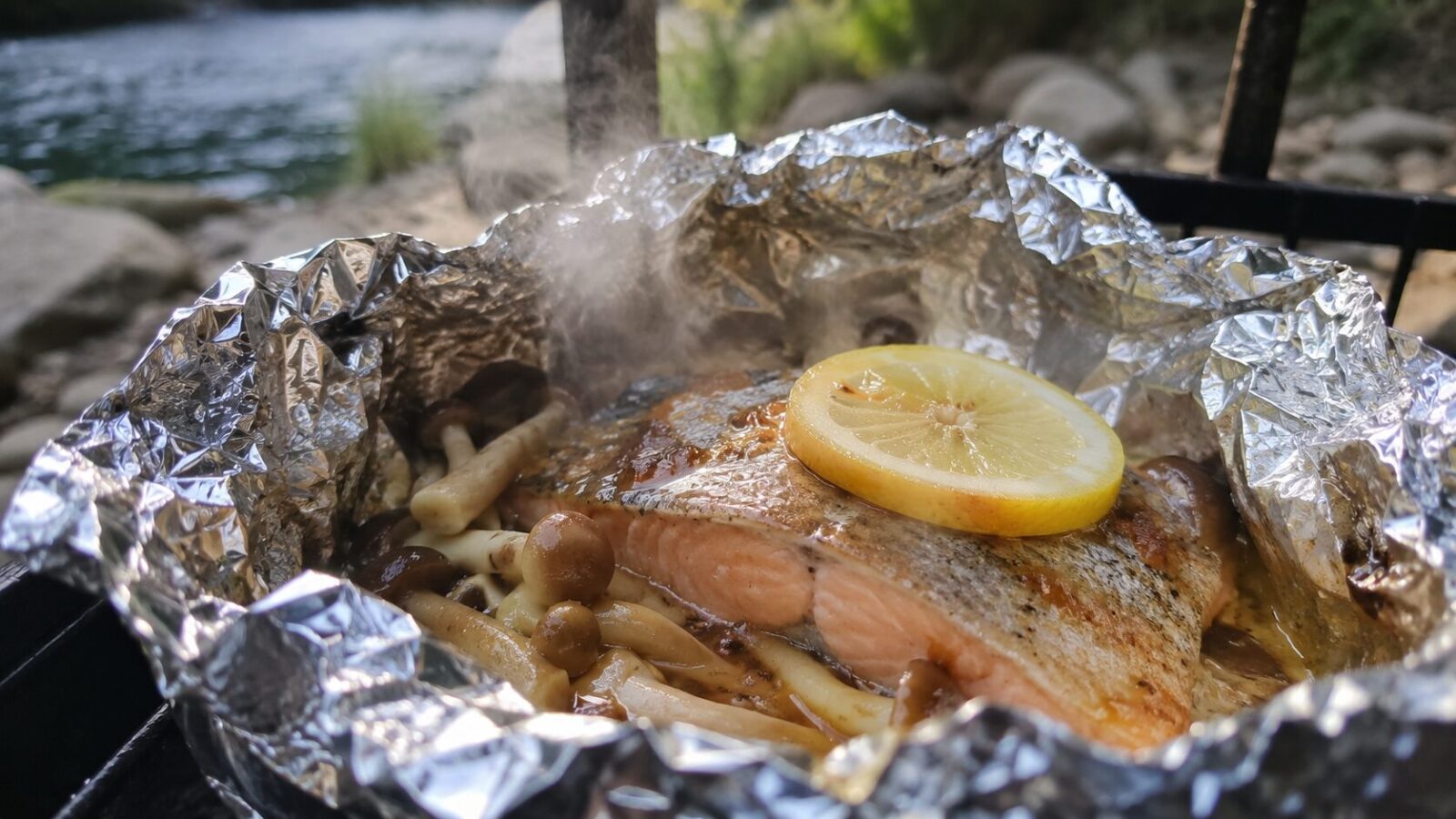 ニジマスとキノコのホイル焼き