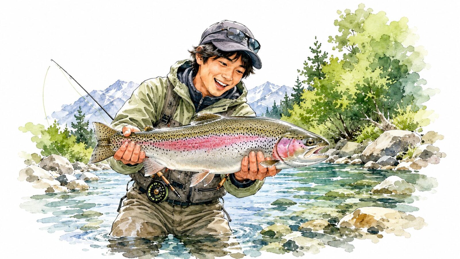 ニジマスを釣り上げた感動
