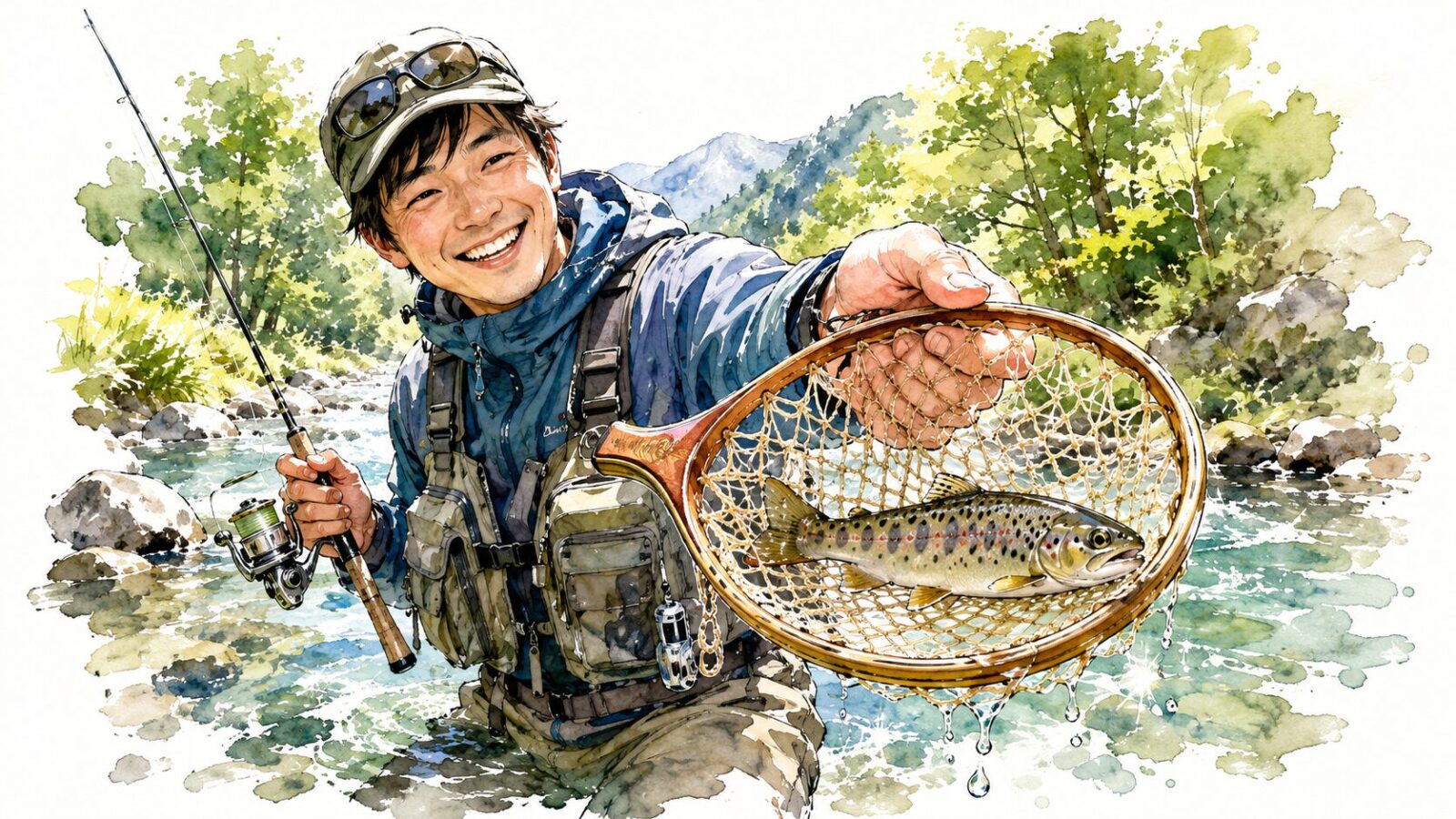 スピナーを巻いてきて釣れた美しいトラウト