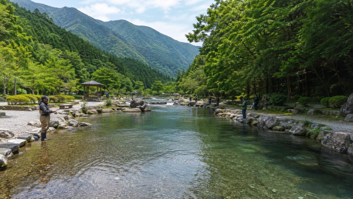管理釣り場の風景（実写）