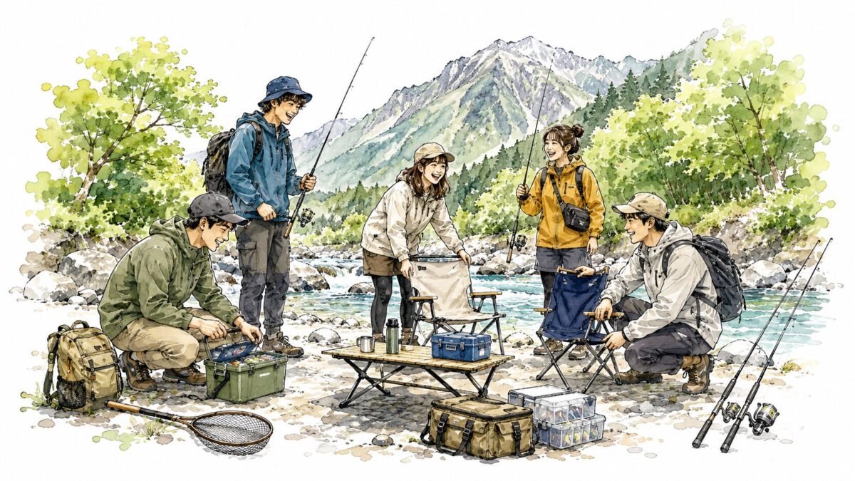 仲間と釣りを楽しむ姿